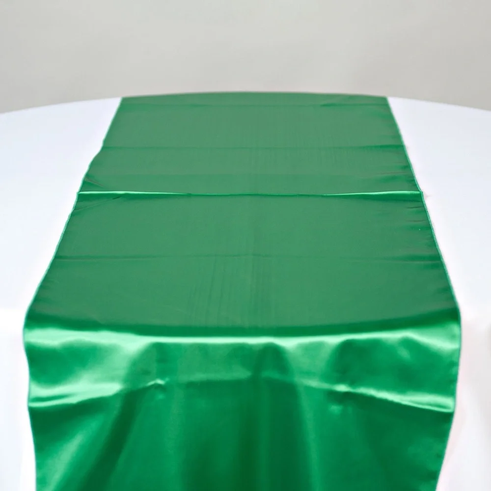 Lot of 5 Green Satin Table Runners – 12” x 108”